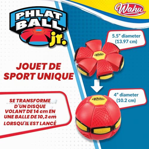 WAHU - PHLAT Ball Junior - Rouge - Mini Frisbee Volant Rétractable en Ballon - Jeux Extérieur Enfant dès 5 Ans - Balle Innovante 10,2 cm - Frisbee 15,2 cm - Jeux Plage - 2+ Joueurs - Format Voyage