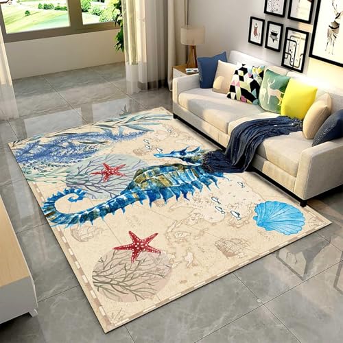 Tapis chambre lavable et antidérapant motif hippocampe pour enfants - 2