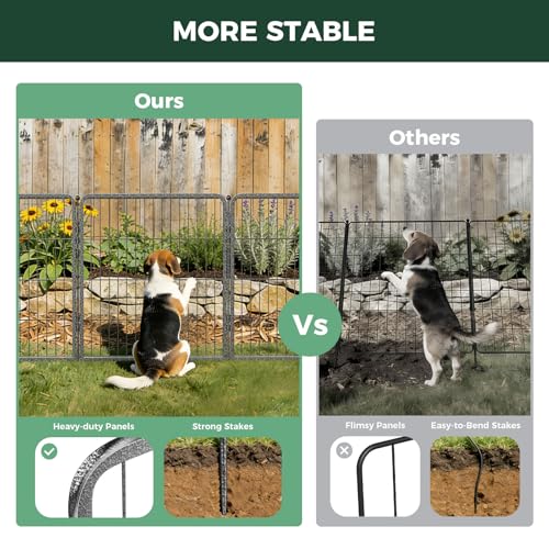 Image of FXW Garden Fence Outdoor for the Yard - 32in(H) x 54.7ft(L) Heavy Duty Metal Animal Barrier for Dog, No Dig Decorative Dog Fence, 24 Panels, Silver