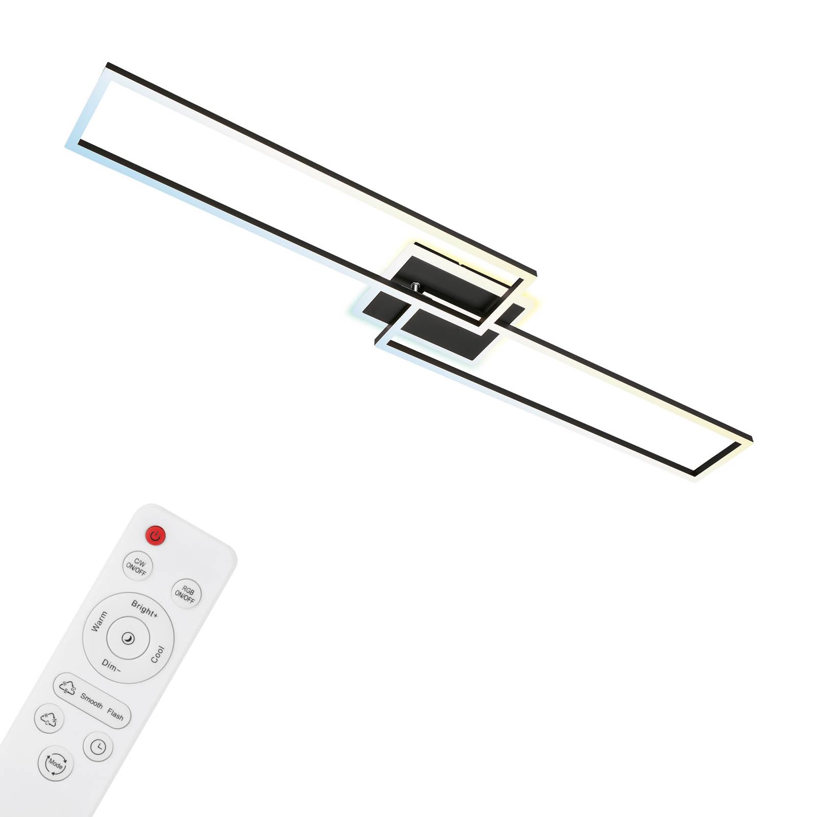 BRILONER - LED Deckenlampe Smart Home, funktioniert mit Alexa, Fernbedienung, LED Lampe, Deckenleuchte, Wohnzimmerlampe, Schlafzimmerlampe, Deckenbeleuchtung, 110x24,8x7,8 cm, Schwarz