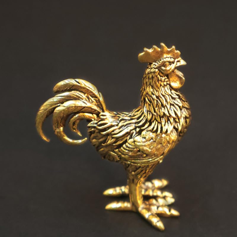 Set de 2 Figuras de Gallo y Gallina en Bronce miniatura 2