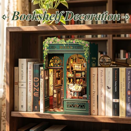 Image of Owl Bookstore Book Nook Kit - 3D Wooden Puzzles with LED