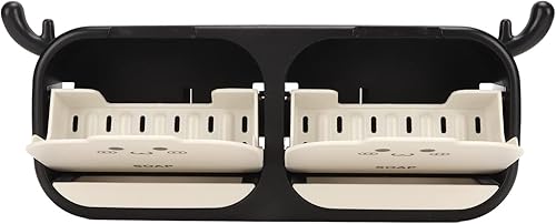 Miniatura 9 de Caja de jabón para montar en la pared, soporte para platos de jabón de pared, soporte para platos de jabones, ducha de 2 espacios, mantiene las
