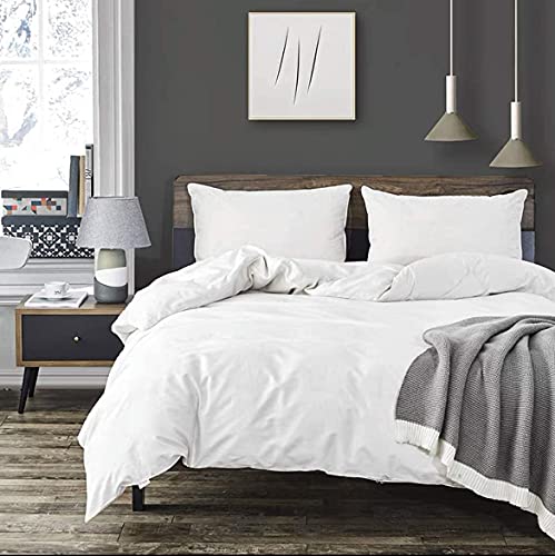 RUIKASI Funda Nordica Cama 90 - Juego de Funda Edredon 135x200cm, con 1 Funda Almohada 50x75cm, Suave, 2 Piezas, Microfibra, Blanco