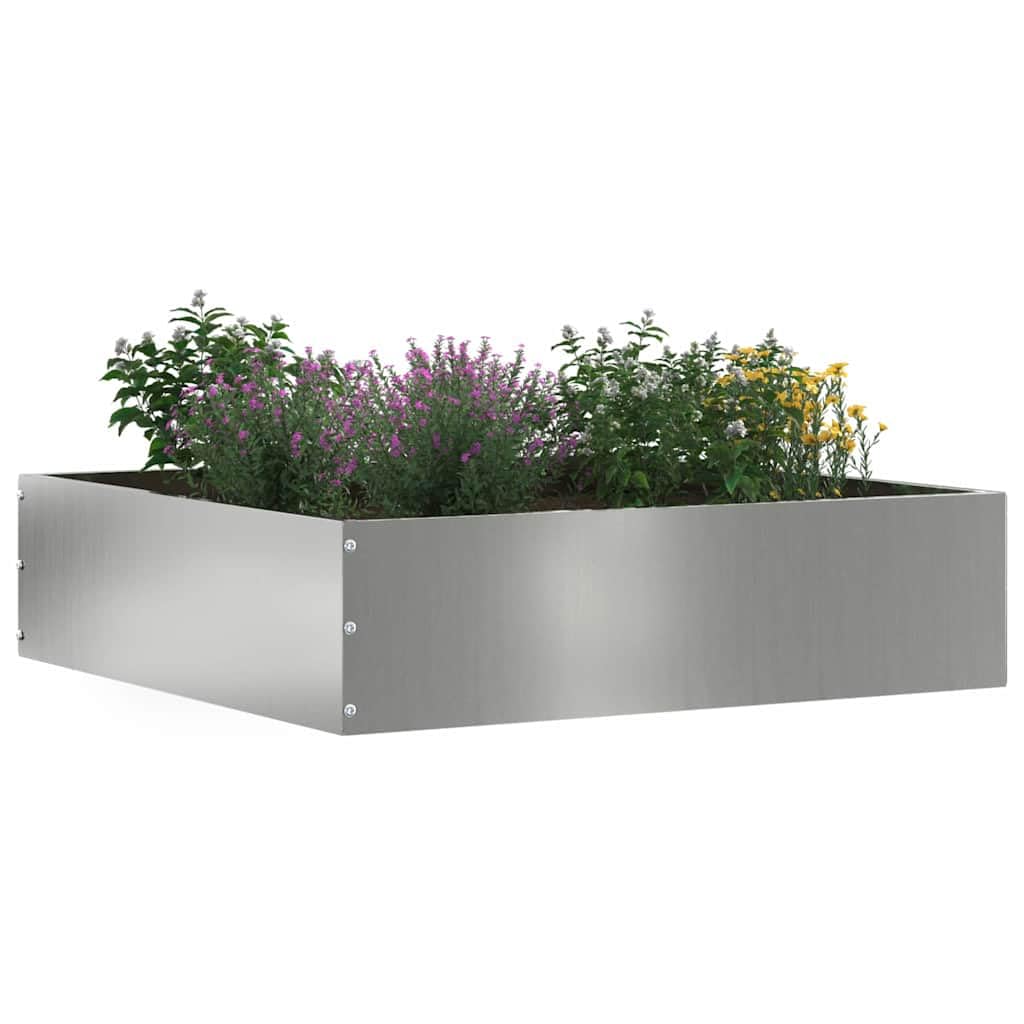 Bordure de pelouse, argentée, en acier galvanisé, 50 x 50 x 13 cm, en métal durable, pour pelouse, parterre de fleurs et aménagement paysager moderne, montage facile