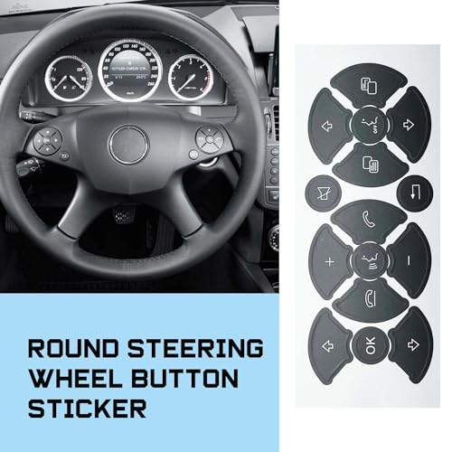 Image of Dash Button Repair Kit Fit for 2008-2014 Mercedes Benz W204 C250 C350 E-Class Steering Wheel AC Window Radio Number Door & Air Conditioner Repair Sticker Kit