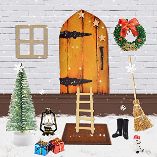FOHYLOY Porte du Lutin de Noël, Lutin De Noël Accessoires, Porte du Lutin Décoration de Noël, Lutin Farceur De Noel Accessoires, Kit De Noël Miniature pour DIY, Déco De Noël (B) Cover