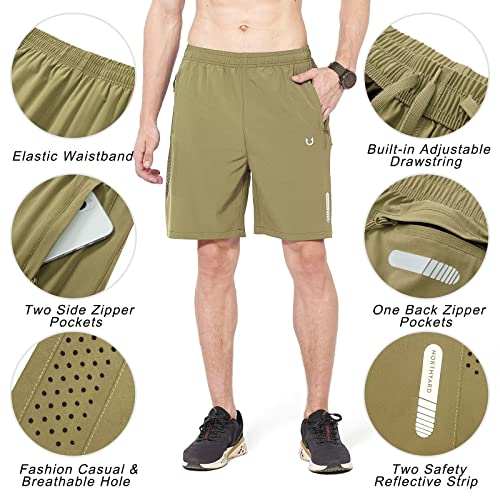 Northyard Men's Athletic Hiking Shorts Quick Dry Workout Shorts 7"/ 9"/ 5" Lightweight Sports Gym Running Shorts Basketball Exercise Khaki Xl #TOP3