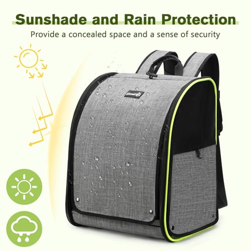 pecute Rucksack für Vögel mit Holzstab, Leichte Träger Vogel Transporttasche, wasserdichte Papageien Reiserucksack mit Edelstahl-Tablett und Stehstange, Transportbox Vogel, 34 x 28 x 43cm