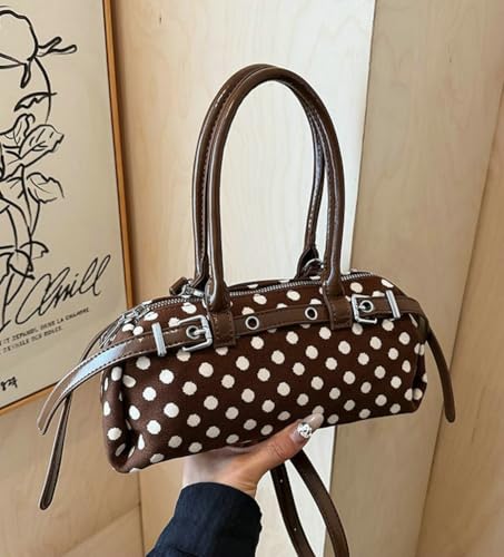 Polka Dot Top Handle Purse Shoulder Crossbody Bag with Adjustable Strap Retro Buckle Tote Handbag Travel Causal Y2K Hobo Bag3