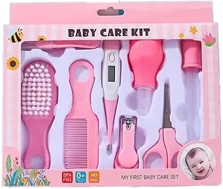 Zephorus Portable Manicure Grooming Kit for New Born Baby 8 in 1 Healthcare Accessories Set to Keep Infants & Toddlers Clean|Perfect Nursery Gift with Nail, Hair, Ear Grooming Tools for Kids (Pink)