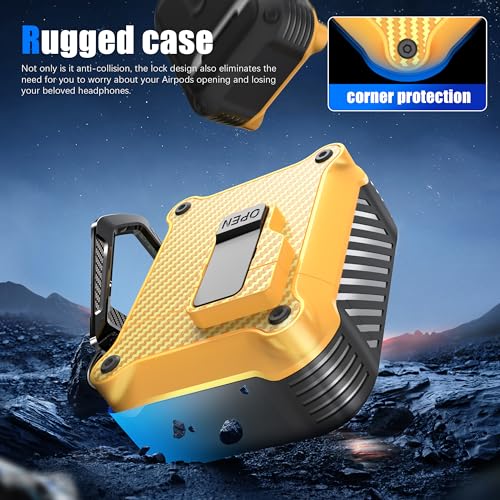 Image of RFUNGUANGO AirPods 2 Case with Lock Magnetic Lid, Carbon Yellow