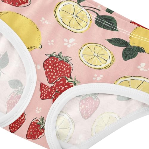 Wusikd Strawberries Lemons Girls' Underwear Cotton Pink Girls Briefs Soft Toddler Underwear 2T4