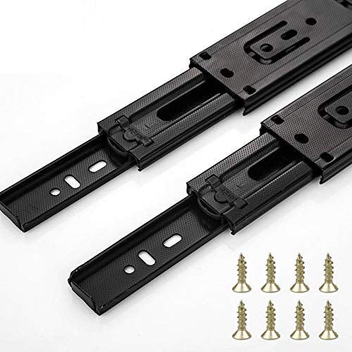 Guía para cajón ranurado,1 par de guías corredoras a bola para cajón Capacidad de Carga 45 kg,cajones lisos y precisos Extracciones de acero,menos ruido,varios tamaños,incluye hardware (45cm/18in)