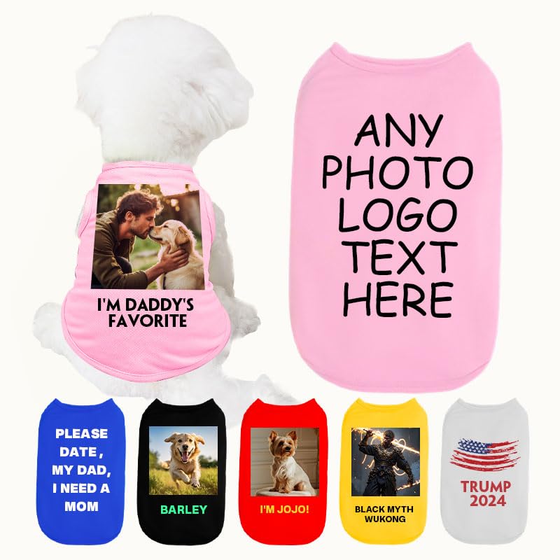 Custom Dog Shirt for Small Medium Large Dogs Personalized Dog T-Shirt Breathable with Logo Text Image Name Print