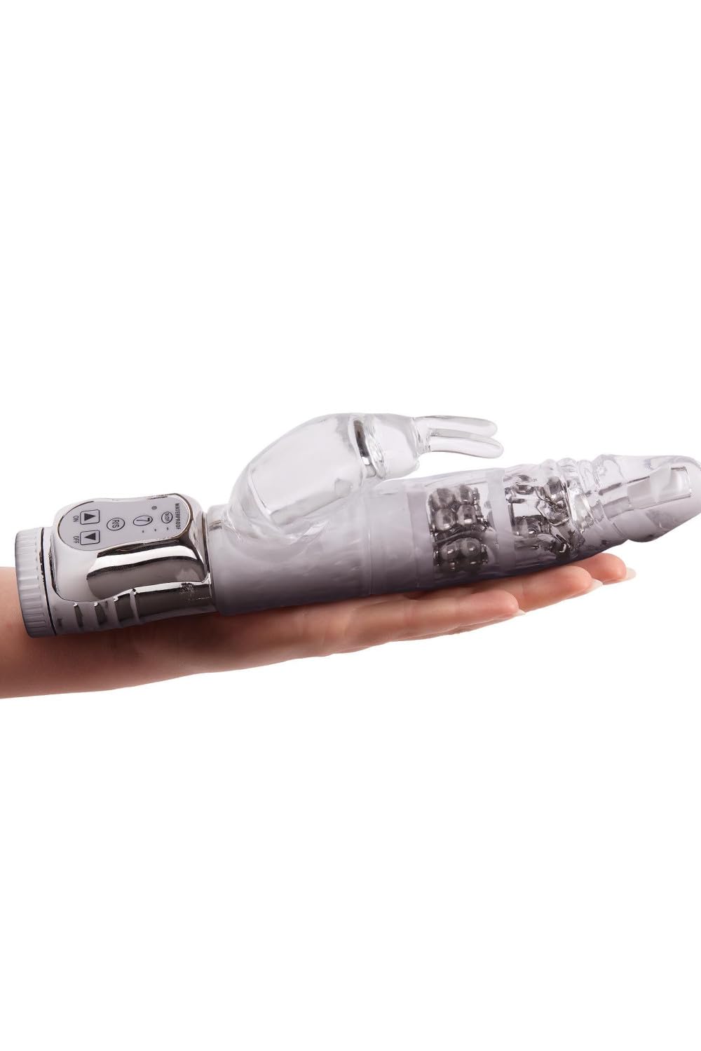Ann Summers,Vibratore Rampant Rabbit Vibrator, quello rotante con perline da massaggio e vibratore a punta curva, funzionamento a batteria,Trasparente