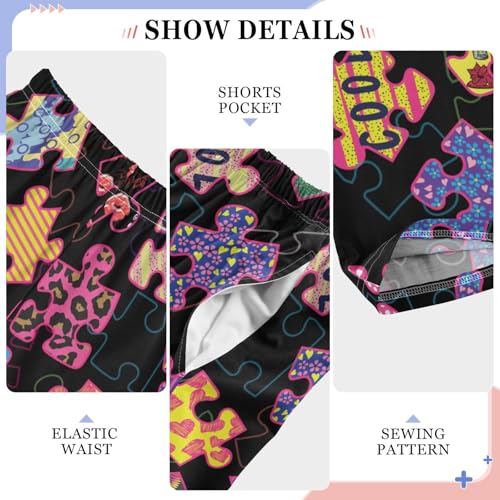 ZZXXB Colorful Puzzle Print Boys Long Pants Soft Trousers Elastic Waist Kids Lounge Bottoms with Pockets S-XL4