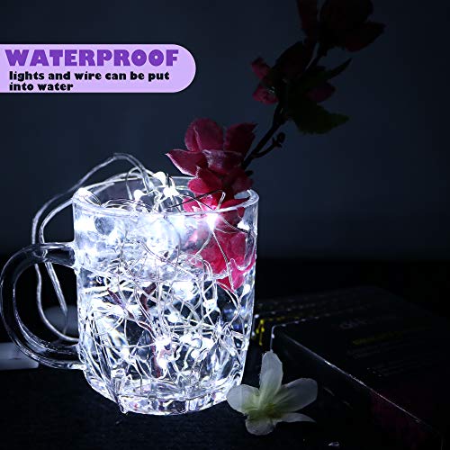 6PCS Fairy String Cool White Changing Twinkle Lights with 2pcs Remote, 6.5ft 20 LEDs Silver Wire,CR2032 Battery Powered, Indoor Decorative Bedroom,Wedding,Patio,Christmas,Outdoor Garden,Stroller