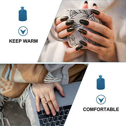 STOBOK Bolsa de Silicone para Água Quente Bolsa Portátil Reutilizável Com Capa de Pelúcia Azul