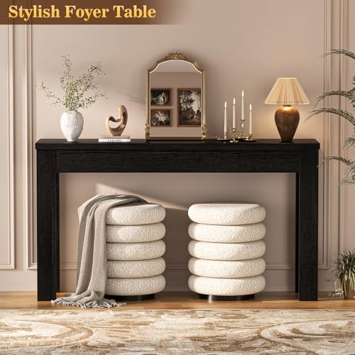 Image of Armocity Console Table, 47 inch Farmhouse Wood Entryway Table, Sofa Tables Narrow Long Behind Couch, Entry Table for Entrance, Hallway, Living Room, Embossed Black