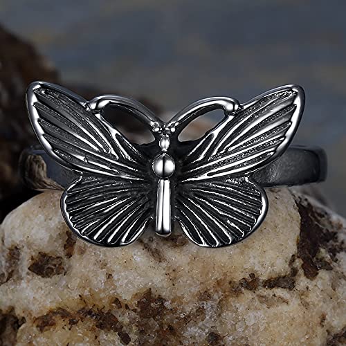 Jude Jewelers Stainless Steel Retro Vintage Butterfly Style Wedding Promise Statement Anniversary Ring3