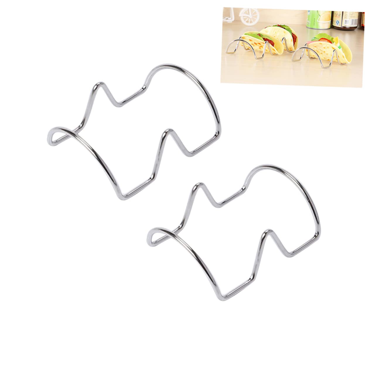 FELTECHELECTR Elegant Stainless Steel Taco Holder Food Rack Pizza Platter Stackable for Easy Cleaning