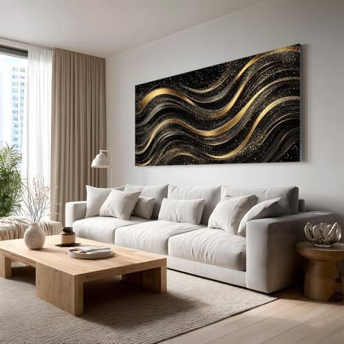 Tableau abstrait fluide grand format 50x100 cm : une toile moderne d'art luxe sans cadre