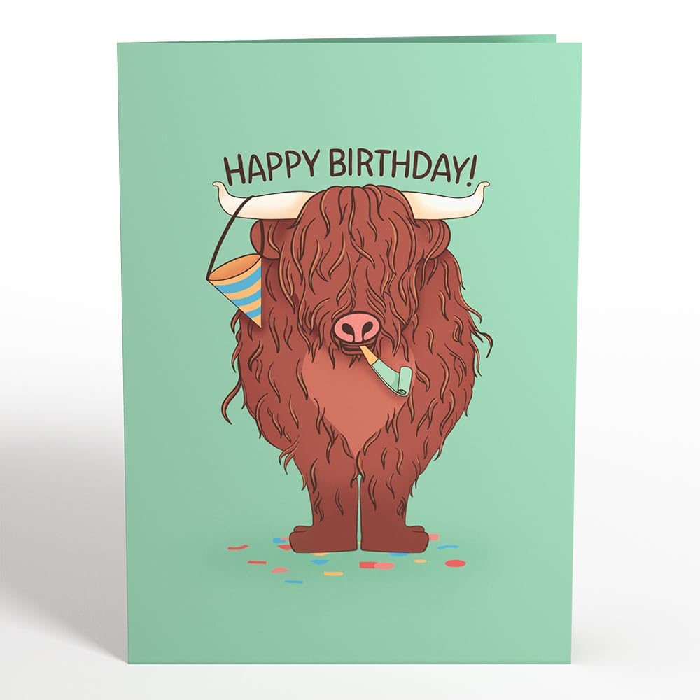 Lovepop Tarjeta desplegable de cumpleaños de vaca de las tierras altas