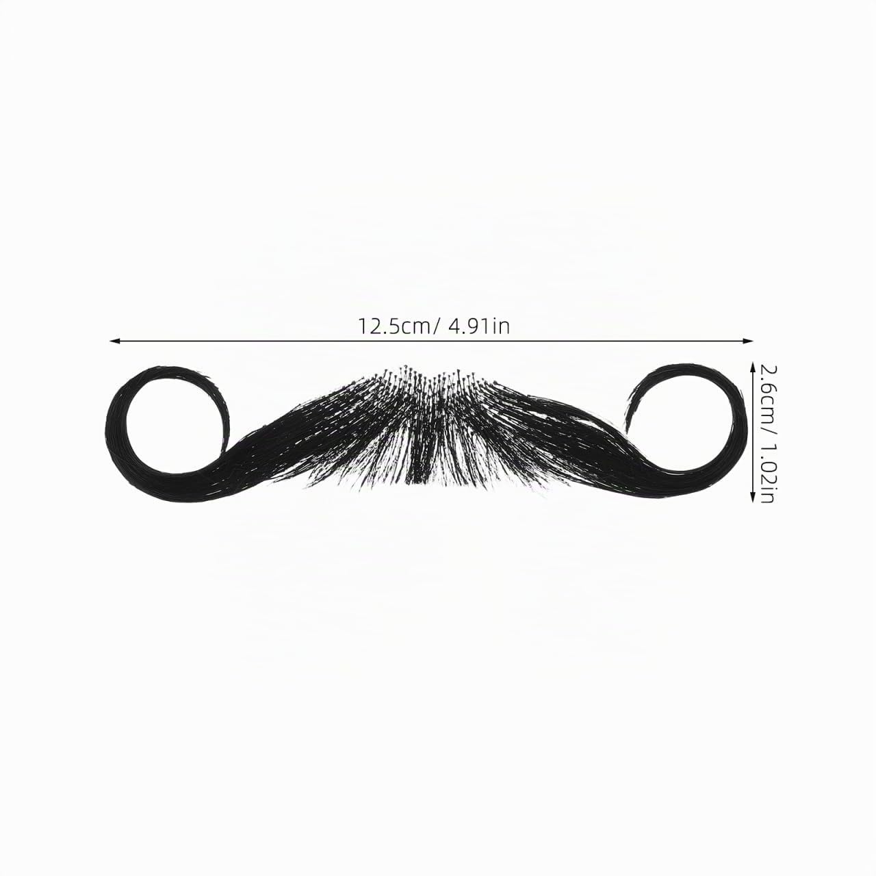 Fausse Barbe Homme - Vrais Cheveux Humains Faits à la Main, Moustache Réaliste Invisible pour Maquillage Cinéma Cosplay Déguisement, Postiche Faciale Respirante Noir