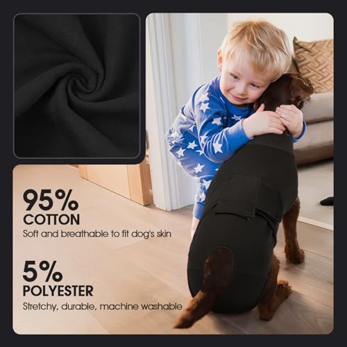 Image of FUAMEY Dog Recovery Suit Male,Dogs Surgery Neuter Suits Puppy Spay Shirts for Female Protect Dog's Skin Anti Licking Abdominal Wounds Doggie Onesie Pet Bodysuit Alternative to Cone Black XS