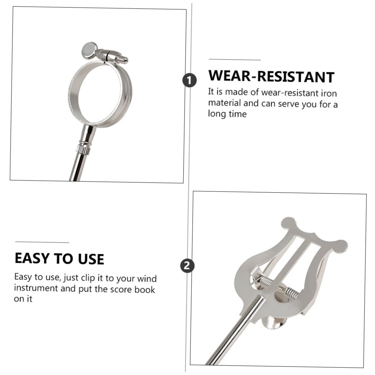 FAVOMOTO 2 Pcs Music Sheet Holder Clarinet Marching Band Clarinet Music Note Clip Simple Design Musicians