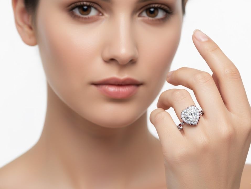 Image of Choose Your Gemstone Rollover Heart Diamond CZ Engagement Ring 925 Sterling Silver Heart Shape Petite Engagement Rings Lightweight Office Wear Everyday Gift Jewelry US Size 4 to 12