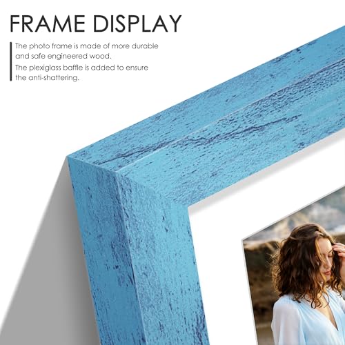 Image of DUENPY 8x16 Collage Picture Frame 5x7 Collage Picture Frame Displays Three 5x7 inch Photos or 8x16 (Without Mat) for Available Horizontal Wall Mounting Display and Vertical Blue