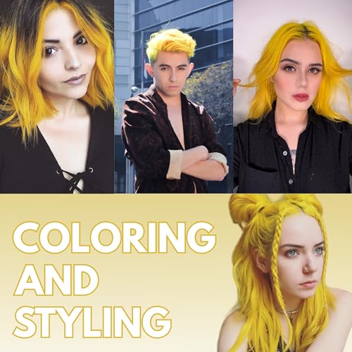 Image of Temporay Hair Color Wax | Metallic Shine | For Men & Women | DIY Instant Hair Color | Temporay Color 1 Day 1 Wash | No Ammonia, Bleach & Damage | Yellow - 100 gram