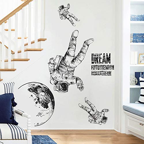 Vinilo decorativo astronauta para pared, removible, 2 piezas miniatura 5