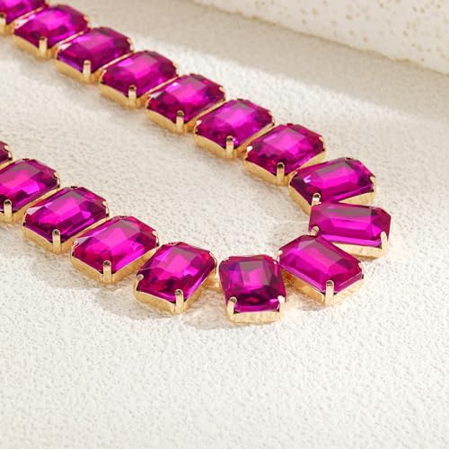Firstmeet Rectangular Crystal Rhinestone Collar Necklace Wedding Sparkly Colorful Crystal Choker For Women4