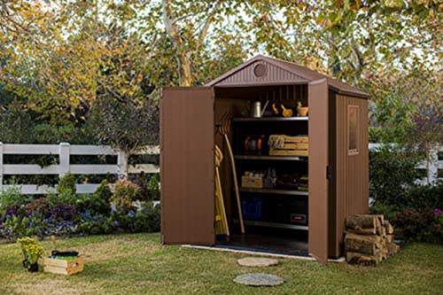 Keter Gerätehaus Darwin 6x4 DD, Braun, Außenmaße 190x122x221cm, wartungsfrei, Kunststoff,wetterfest, Gartenhaus… – Bild 4