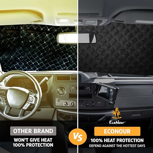 Image of EcoNour RV Windshield Cover for Ice and Snow | Ford E450-Compatible with Class C RV Ford (1997-2025) | RV Snow Covers for Windshield & Side Window with Mirror Cut-Outs | XXX-Large