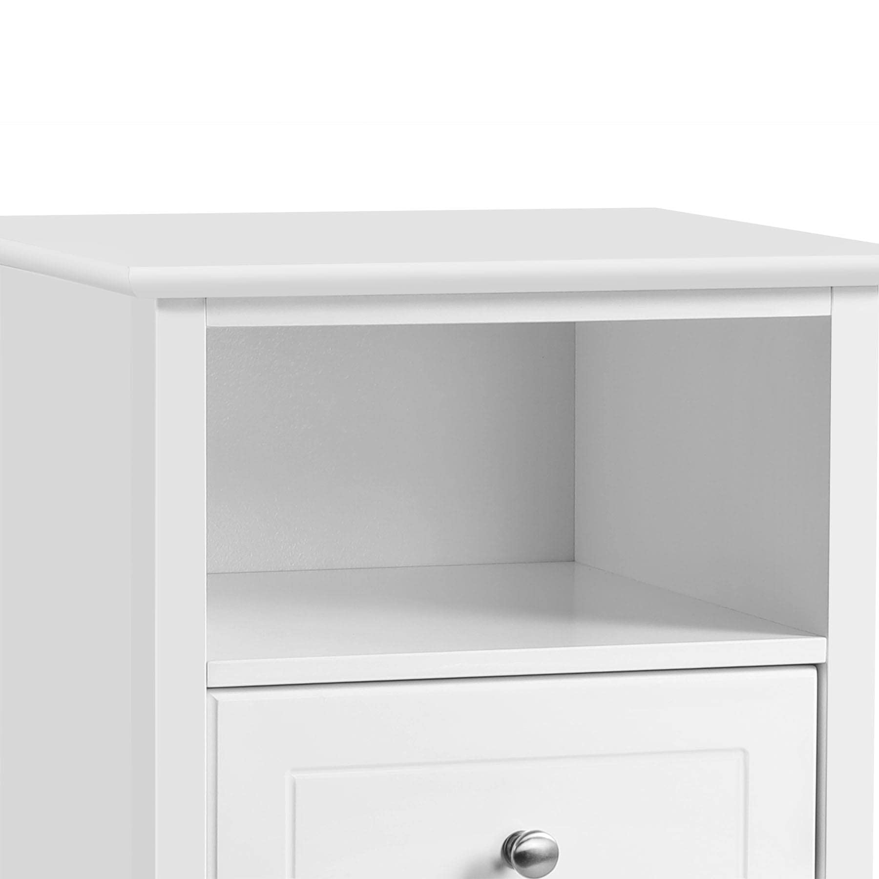 Yaheetech Tables de Chevet Lot de 2, Table de Nuit en Bois, 2 Tiroirs, 1 Compartiment, Tables d'Appoint, Chambre Salon Bureau Blanc
