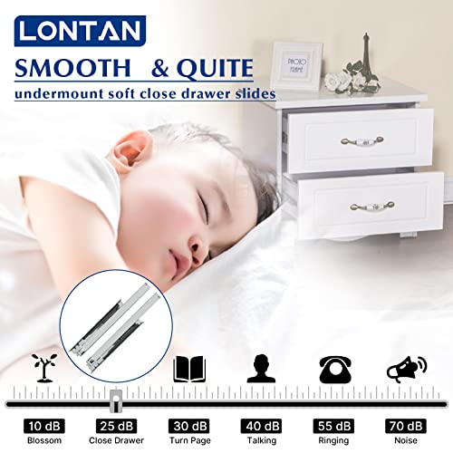 LONTAN Undermount Drawer Slides 22 Inch Soft Close Drawer Slides 1 Pair