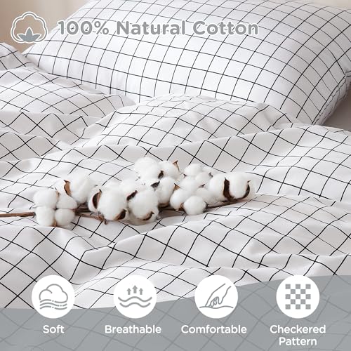 Image of TOCOMOA Checkered Duvet Cover Set 100% Natural Cotton Soft Comfy Breathable 3 Piece White and Black Gingham Pattern Printed Comforter Cover Bedding Set (Queen 90 inchx90 inch, Comforter Not Included)