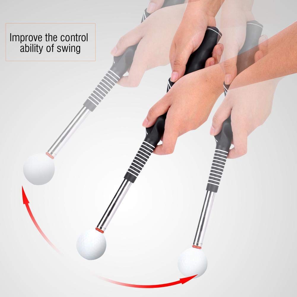 VGBEY Entrenamiento y Peso Swing de Golf, Golf Swing Grip, Metal Telescópico Golf Tempo Trainer Calentamiento Capacitación Ayuda Golf en el Campo Accesory Entrenador Swing Golf