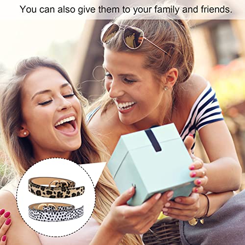 2Pcs Women Leopard Belts - Stylish PU Leather Waist Belts for Dresses/Jeans | 41In Chic Accessory3