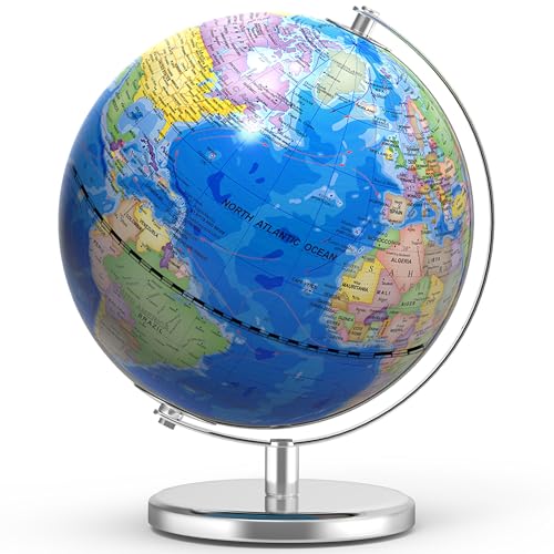 Dexyino 13 Inch Large World Globe for Adult, Educational Globe for Children, Colorful HD World Map...
