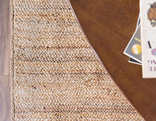 The Knitted Co. 100% Jute Area Rug 6 x 9 Feet- Rectangle Natural Fibers- Braided Design Hand Woven Natural Carpet - Home Decor for Living Room Hallways Bedroom (Natural- 6\'x9\') - Thumbnail 4