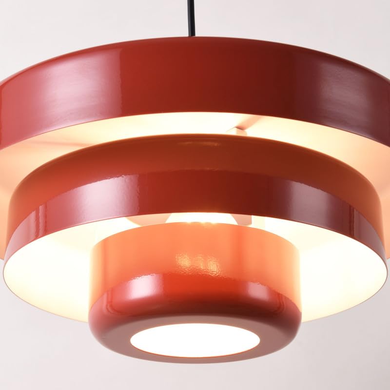 BARCELONA LED Lampa Wisząca MACARRON Czerwony 3-Poziomowa Metal Żelazo, Styl Bauhaus Minimalistyczny, Pośrednie Oświetlenie Bez Oślepiania, Klasyczna Vintage Nowoczesna Luksusowa E27