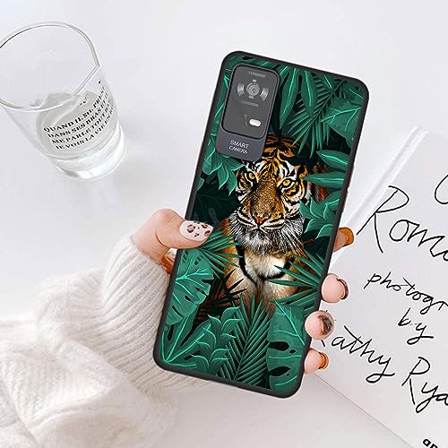 Image of for TCL ION X Phone Case, Soft TPU Ultra-Thin TCL ION V /TCL ION X T607DL 2023 Case for Women Girl, Flexible Anti Scratch Protective Shockproof Cover, Tropical Leaves Tiger