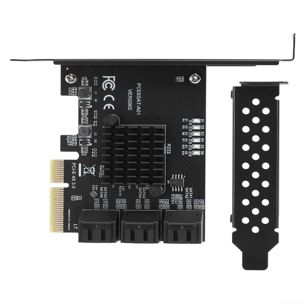 ASMedia ASM1166 - Scheda di espansione PCI-E con 6 porte SATA3.0, supporta 4 slot x 8 x 16 per Windows per sistemi Linux Synology, controller di interfaccia SSD per disco rigido senza driver