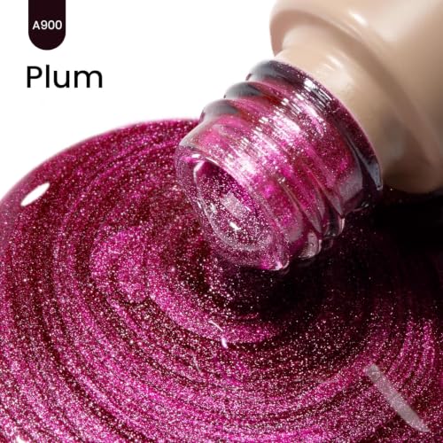Image of Cat Eye Gel Polish with Dual Magnet 15ML Holographic Glitter Magnetic Soak-Off UV /LED Gel Polish for Salon & DIY Nail Art (VELVET ORCHID)
