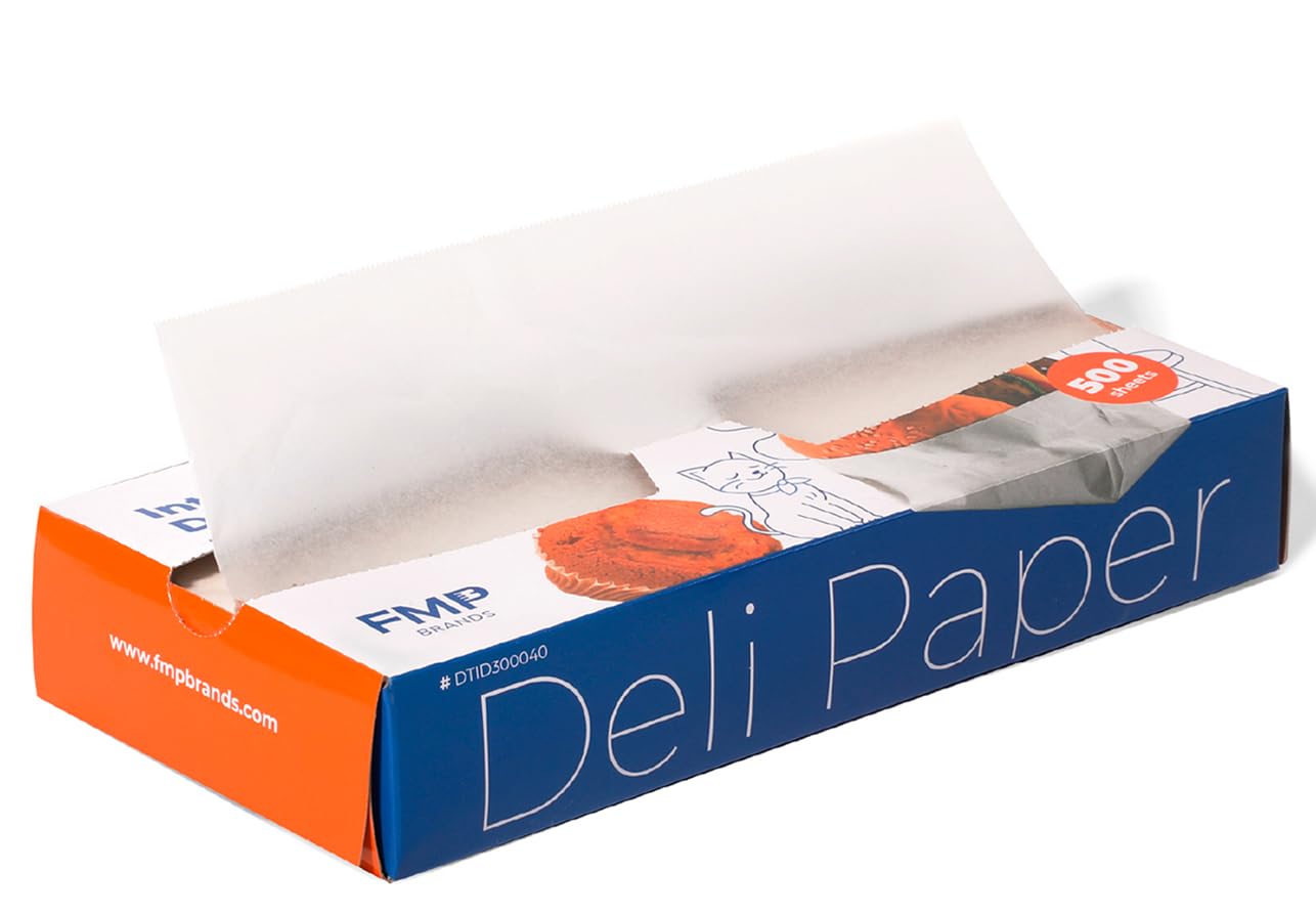 [500 Pack] 12 x 10.75" Wax Paper Sheets for Food, Interfolded Precut Deli Pop Up Grease-Proof Sandwich Paper Wraps, Waterproof for Lunch, Food Basket, Microwave Cover, BBQ